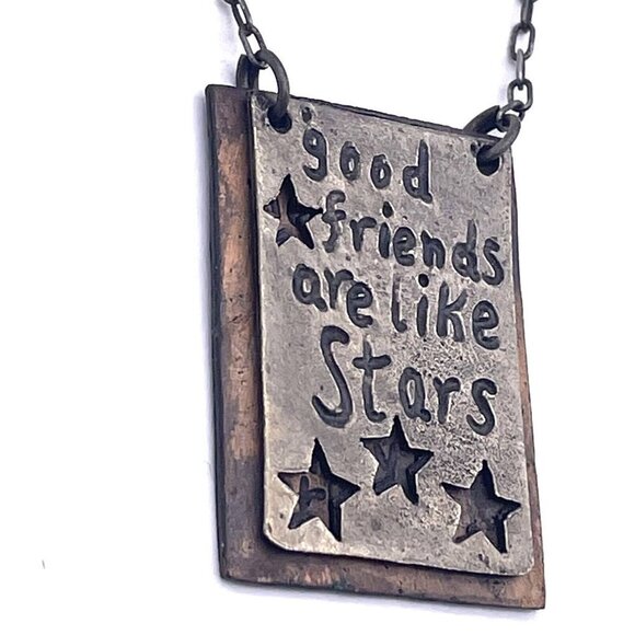 Good Friends Are Like Stars Engraved Pendant Chain Necklace 18 to 20 Inch - Picture 4 of 5